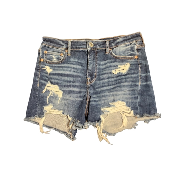 American Eagle Denim Distressed Shorts Size 6 - Picture 2 of 8